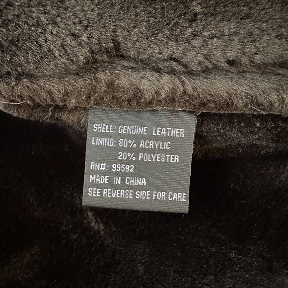 RC Comstock Expedition Aviator Flight Bomber Jacket Brown Leather Faux Fur Lined - Picture 15 of 16